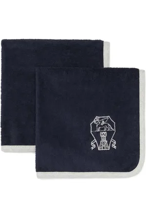 Brunello Cucinelli Lot de deux serviettes en coton à broderies