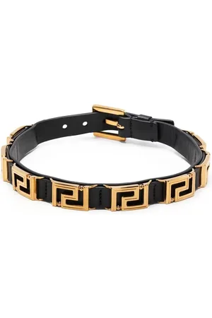 VERSACE Collier ras-du-cou Greca en cuir