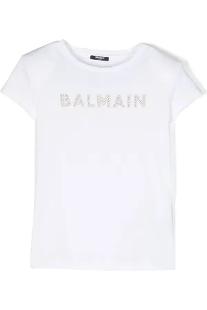 Balmain T-shirt en coton à logo strassé