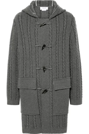 Thom Browne Duffle-coat en ma ille torsadéeà capuche