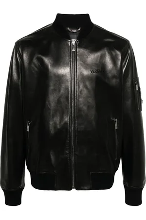 VERSACE Veste bomber en cuir