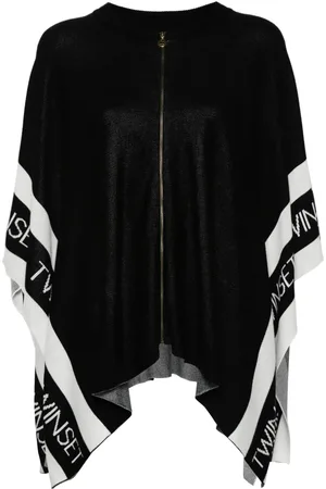 Twin-Set Poncho à logo en jacquard