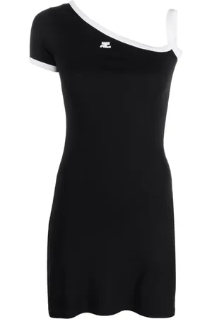 Courrèges Robe asymétrique à logo brodé
