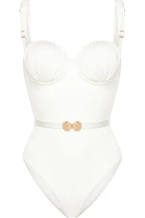 Noire Swimwear Maillot de bain froncé à taille ceinturée