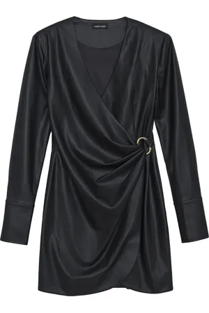 ANINE BING Robe en cuir artificiel croisée à coupe courte