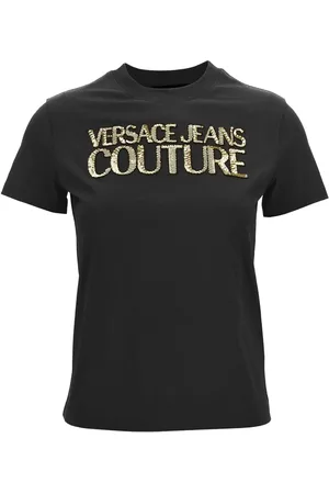 VERSACE T-shirt en coton à logo orné de sequins