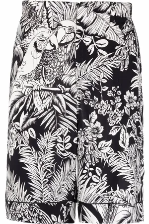 Palm Angels Short de sport à imprimé perroquet
