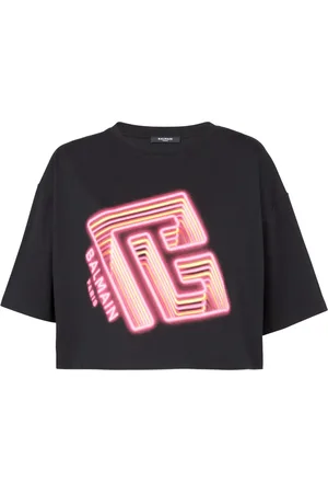 Balmain T-shirt crop à logo imprimé