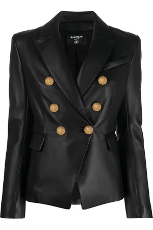 Balmain Blazer en cuir à boutonnière croisée