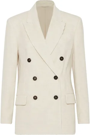 Brunello Cucinelli Blazer côtelé à boutonnière croisée