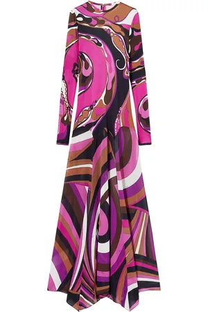 Puccini Robe longue à imprimé Orchidée and Iride