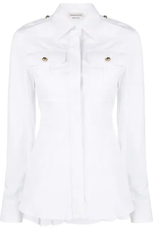 Alexander McQueen Chemise en coton à plis marqués