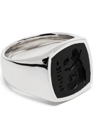 TOM WOOD Bague Athena à ornements en onyx