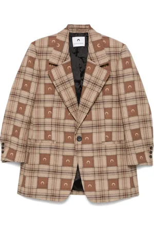Marine Serre Blazer Moon à carreaux en jacquard