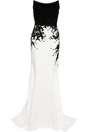 Saiid Kobeisy Robe brodée à ourlet plus long au dos