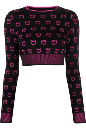 Pinko Pull en maille intarsia à coupe crop
