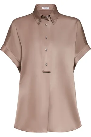 Brunello Cucinelli Chemise en soie à ornements métalliques