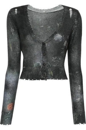 R13 Cardigan en cachemire à fleurs