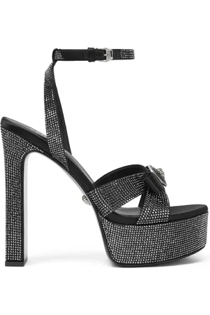 VERSACE Sandales Gianni Ribbon 140 mm à ornements en cristal