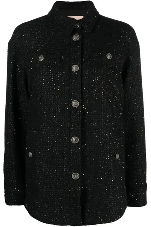 Twin-Set Veste en tweed à ornements en cristal
