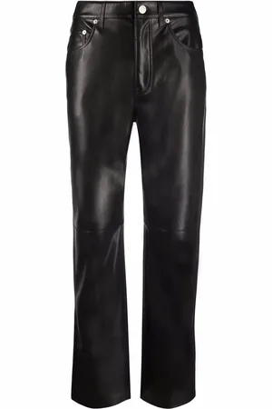 Nanushka Pantalon droit court en cuir artificiel
