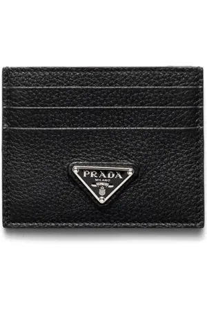 Prada Porte-cartes à plaque logo triangulaire en émail