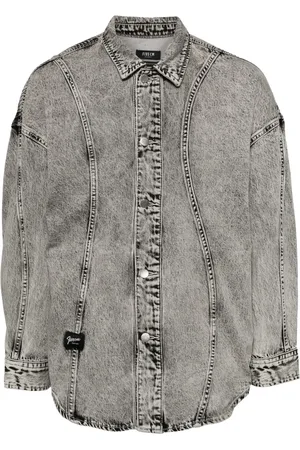 FIVE CM Chemise en jean à effet délavé