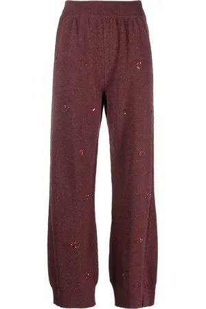 Barrie Pantalon en cachemire à fleurs bordées