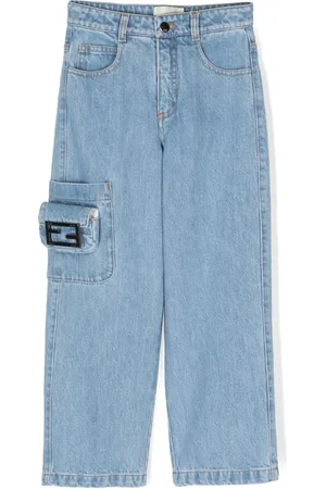 Fendi Jean droit à plaque logo
