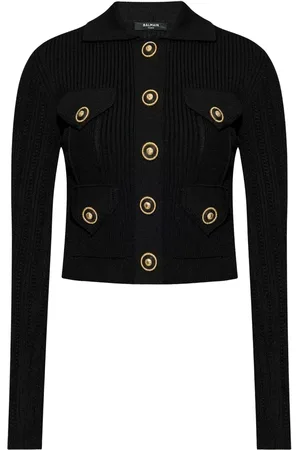 Balmain Cardigan en maille nervurée à découpes