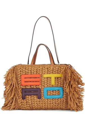 Etro Sac cabas tressé à logo brodé