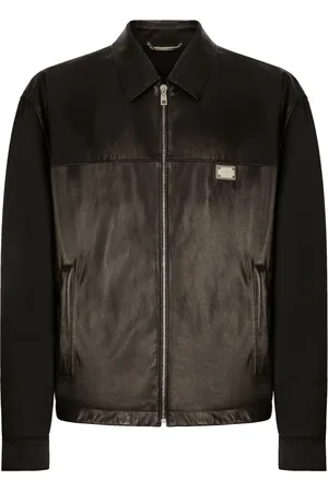 Dolce & Gabbana Veste en cuir à plaque logo