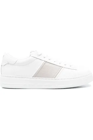 Emporio Armani Baskets en cuir à détails rayés