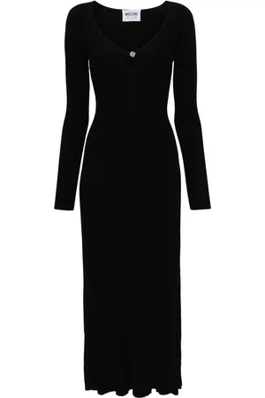 Moschino Robe en maille nervurée à coupe longue