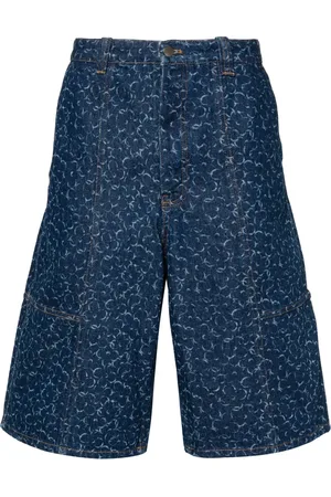 Maison Kitsuné Short en jean à imprimé fleuri abstrait
