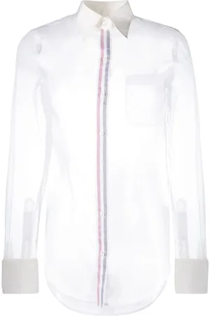 Thom Browne Chemise en soie à patte de boutonnage RWB