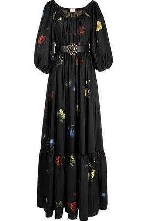 Elie saab Robe longue en satin à fleurs