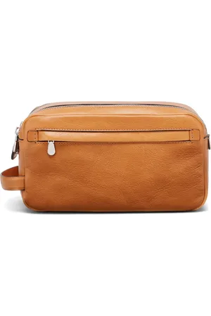 Brunello Cucinelli Trousse de toilette en cuir à logo imprimé