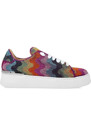 Philipp Plein Baskets Crystal Waves Rainbow en daim