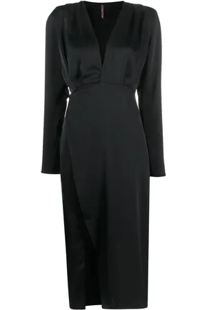 MAISON CLOSE Robe portefeuille courte en satin