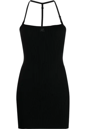 Courrèges Robe en maille nervurée à plaque logo