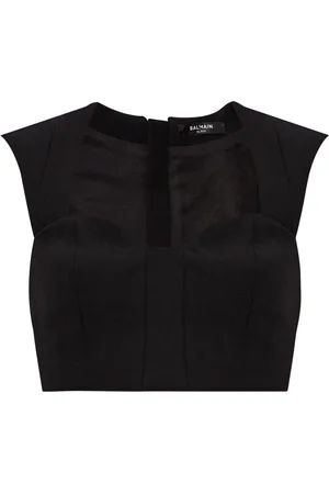 Balmain Haut crop en laine à empiècements