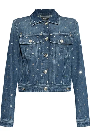 VERSACE Veste en jean à appliqués scintillants
