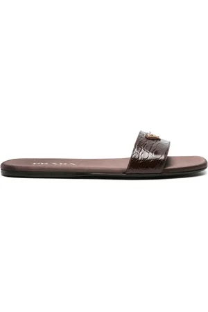 Prada Claquettes à effet peau de crocodile