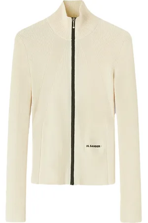 Jil Sander Cardigan nervuré à logo brodé
