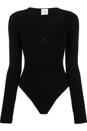 Courrèges Body en maille nervurée à logo brodé