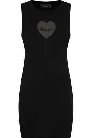 Dsquared2 Robe courte en coton à logo strassé