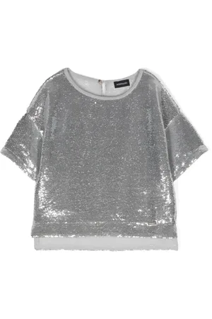 MONNALISA T-shirt orné de sequins à col bateau