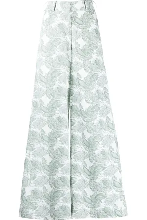 Bambah Pantalon ample à imprimé feuillage