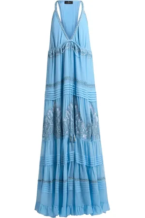 Etro Robe en soie à fleurs brodées